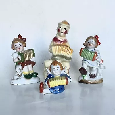 Accordion Playing Figurines Made In Japan ~ Lot Of 4 ~ Vintage Porcelain • $24.99