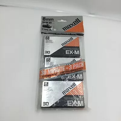 Maxell EX-M 8mm Metal Video Cassette Tape 3 Pack Sealed 30 Min Shelf Wear  • $16.99