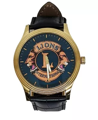 VINTAGE LIONS CLUB INTERNATIONAL LOGO WATCH 40 Mm PRESENTATION BRASS WRIST WATCH • $139.99