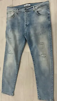 Zara Man Light Wash Skinny Distressed Jeans 36 X 29 NWOT • $25