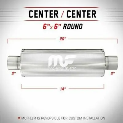 Magnaflow Muffler 12619 Stainless Round 3  In 3  Out 14  Body 20  Long • $145.12