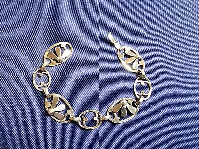 Grandma Grabe's Beautiful Vintage Sterling Silver Flower Panel Link Bracelet • $1.25