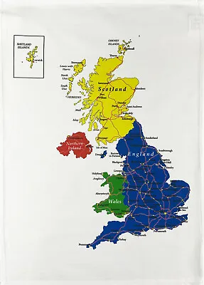 £8.24 • Buy Colourful Map Of The British Isles And Northern Ireland - Large Cotton Tea Towel