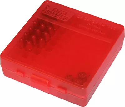 MTM Pistol Ammo Box 100 Round Flip-Top 9mm 380 ACP - Clear Red P-100-9-29 • $18.49
