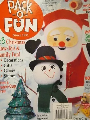 Pack-O-Fun December 1994 Magazine-63 Projects-Snowflakes To Cut Out/Kwanzaa Shir • $9.54