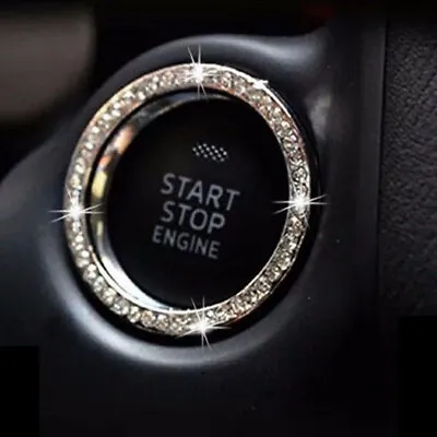 $4.82 • Buy Silver Auto Car SUV Decorative Button Start Switch Diamond Ring Accessories 