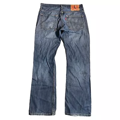 Levis 527 Slim Bootcut Jeans Mens Tag 30x30 Blue Distressed Western (30x29) • $19.97