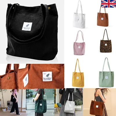 £8.99 • Buy UK Women Canvas Corduroy Tote Bags Handbag Ladies Messenger Shoulder Bag Travel