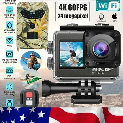 $119.99 • Buy 4K 24MP WIFI EIS Sport Action Camera 1080P HD Camcorder Hunting Trail Cam Video