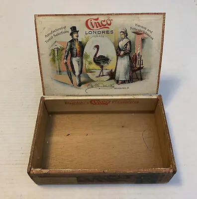 Cinco Cigar Box 1901 Stamp Antique Eisenlohr’s Philadelphia Niles & Moser KC MO • $79.95