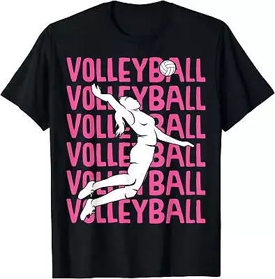 Volleyball Girls Kids Women T-Shirt Black • $12.99