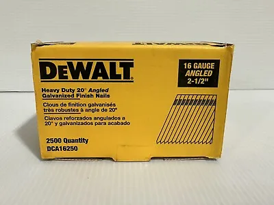 DEWALT DCA16250 2-1/2 INCH 16 GAUGE ANGLED FINISH NAIL 20 DEGREE 2500/Count • $25.95