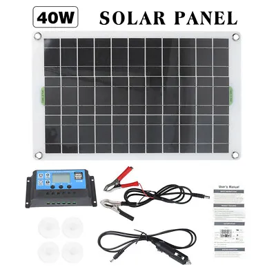 40W Polycrystalline Solar Panel Battery Charging Kit Charger 30A Controller Home • £29.14