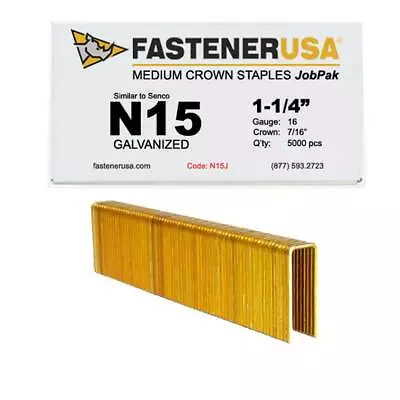 1-1/4  LEG X 7/16  CROWN 16GA GALV N15 STAPLES 5000ct | N15J • $48.53