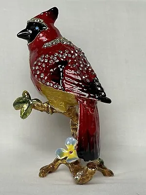 Bejeweled Cardinal On Branch Trinket Box Made With Swarovski Crystals Enamel  • $59.99