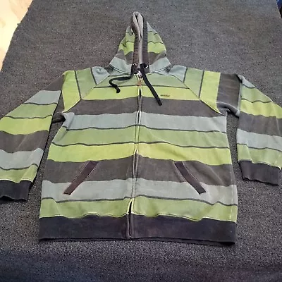 Matix Hoodie Adult Large Green Stripe Sweater Full Zip Faded Casual Jacket * • $4.99