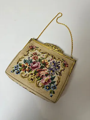 Vintage Jolles Austrian Petit Point Needlepoint  Evening Purse Carpet Bag • $55