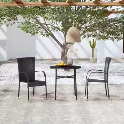 VidaXL 3 Piece Garden Dining Set Poly Rattan Black • $214.47