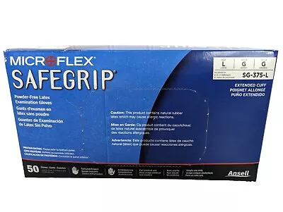 Microflex SafeGrip Powder-Free Latex Disposable Gloves Large Blue SG-375 Pack 50 • $7