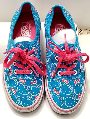 Hello Kitty Vans Shoes Pink & Blue Print Sneakers Women Size 6.5 EUC FREE SHIP • $45.99