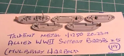 Allied WWII Support Barges X 5 By Trident Scale 1/1250 Ship Model • £9.99