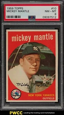 1959 Topps #10-PSA-8  Mickey Mantle . High End -Fantastic Eye Appeal  Beauty ! • $10900