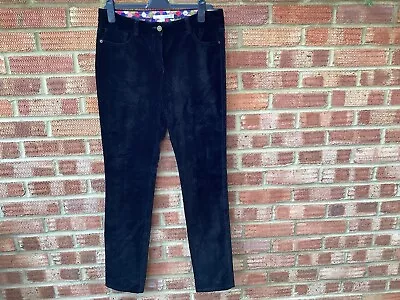 Boden Black Velvet Straight Leg Jeans Size 12 Long Leg 32 .5 In Inside Leg • £8