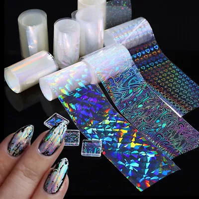 $1.10 • Buy Nail Transfer Decals Colorful Water Ripple Love Heart Foil Nail Art DIY Stickers