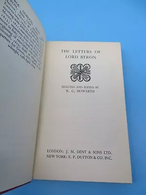 £6 • Buy The Letters Of Lord Byron R. G. Howarth Hardback 1st 1936 J.M. Dent & Sons