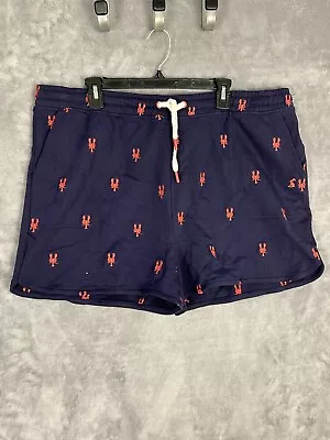 NWT Joules Sian Sweat Shorts Navy Pink Lobster Women’s Size 14 Embroidered • £14.45