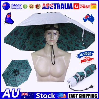 $15.99 • Buy Head Umbrella Anti-UV Anti-Rain Outdoor Travel Fishing Umbrella Hat (Camouflage)