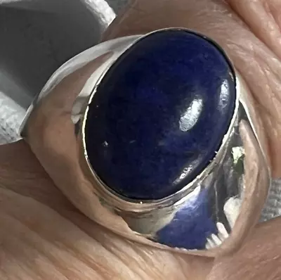 Lapis Sterling Silver 0.925 VINTAGE Men’s WIDE BAND RING Size 10 • $206.50