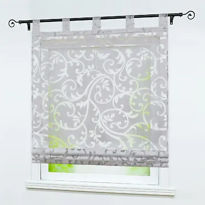 £13.99 • Buy Roman Blinds Floral Adjustable Curtains Voile Window Sheer Net Curtains Tab Top