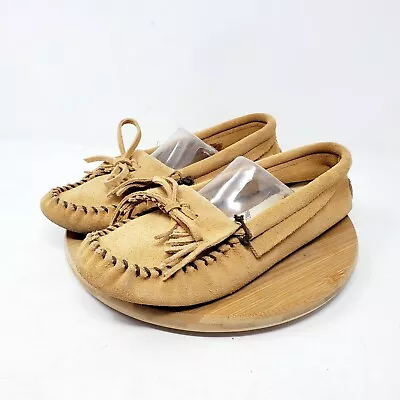 Minnetonka Moccasin Womens 8 Shoes Brown Suede Fringe Kilty Softsole • $28.95