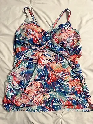 PinkBlush Maternity Tankini Top XL Faux Wrap Bust Ruched Adjustable Stretch • $9.99