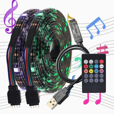 LED Strip Lights Sync To Music USB 5050 Flexible RGB TV Background Strip Lights • £11.23