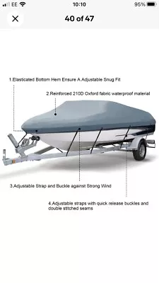 £30 • Buy 11-22FT Heavy Duty Boat Speedboat Cover 210D Waterproof Fish Ski V-Hull Marine