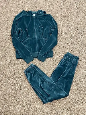 PINK By Victoria Secret Green Velvet Tracksuit Size Small Top XS Bottoms Set • $59.99