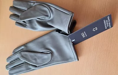 M&s Collection Leather Warm Lined Grey Gloves - Small.  Bnwt • £10.95