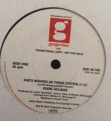 Demo - Eddie Holman - She’s Wanted In Three States (Grapevine 2000) • £140