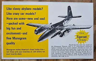 Vintage 1967 Monogram F7f-3 Grumman Tigercat Model Airplane Advertisement • $5.99