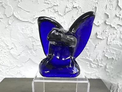 MOSSER Vintage Cobalt-Blue Glass Bald Eagle Statue/Paperweight (H: 6”) • $49.99