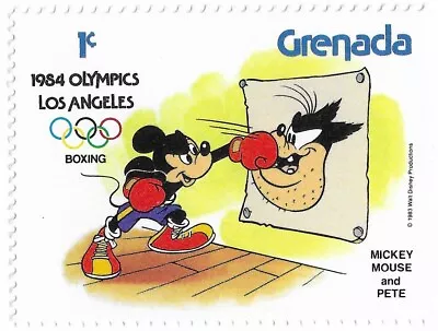 STAMP GRENADA SCOTT 1186  Disney - Mickey Mouse Boxing  1c 1983 MNH • $0.99