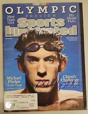 Michael Phelps Signed Sports Illustrated 7/28/08 Beckett Auto Olympics Swimming  • $399
