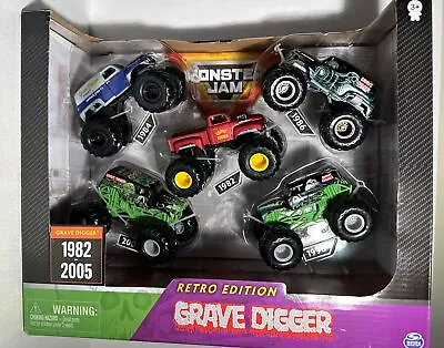 Grave Digger Evolution 5 Pack Retro Edition 1:64 Spin Master Monster Jam 2019 • $39