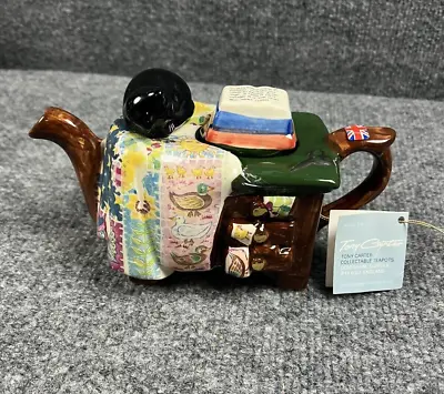 Tony Carter England Miniature Teapot Dresser W Black Cat & Book Vintage • $22.99