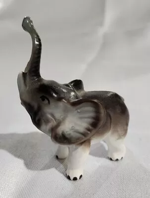 Vintage Bone China Miniature Elephant Figurine Trunk Up Luck 2.5 T  • $5