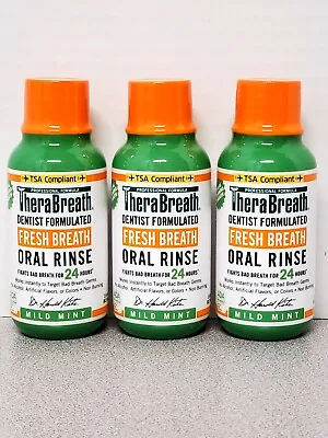 $14.99 • Buy TheraBreath Fresh Breath Mild Mint Oral Rinse Mouthwash 3 Oz 3 PK Exp Date 8/24
