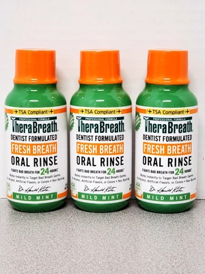 $14.99 • Buy TheraBreath Fresh Breath Mild Mint Oral Rinse Mouthwash 3 Oz 3 PK Exp Date 8/24