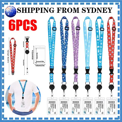 6PCS Adjustable Cruise Lanyards With Waterproof ID Badge Reel Holder Key Cards • $27.95